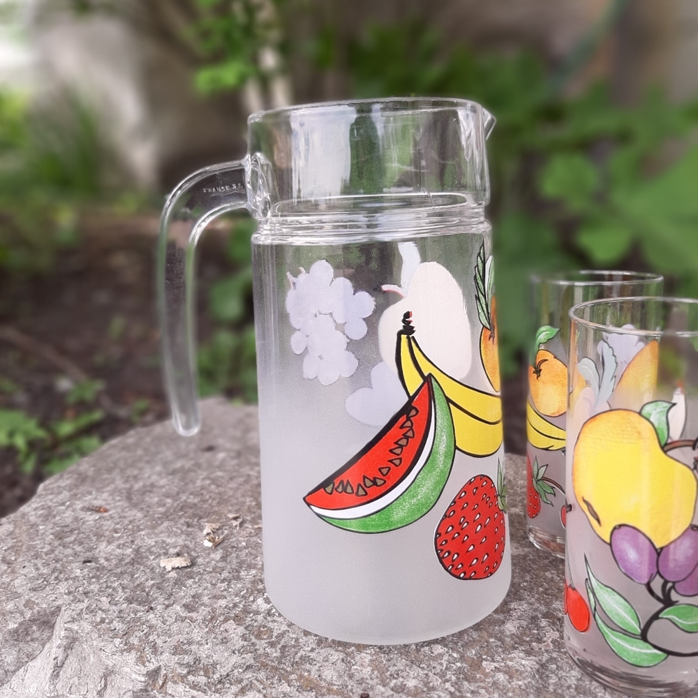 Gorgeous vintage glass pitcher and glass set - Picture 2 of 4